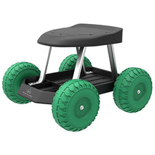Load image into Gallery viewer, Pure Garden 82-VY021 Cart Rolling Stool with Wheels Seat, and Tool Tray for Weeding, Planting, or Lawn Care – Gardening Accessories and Supplies, 17.5x19, Green/Black
