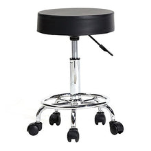Load image into Gallery viewer, Black Salon Stool Round Rolling Stool PU Leather Office Chair Adjustable Swivel Stool Massage Spa Stool Bar Dentist Chairs with Wheels (Without Grain, Black)
