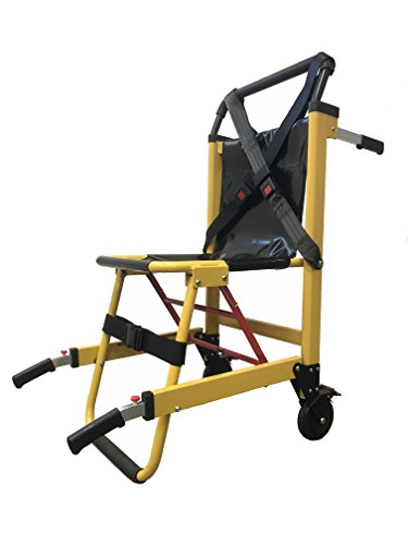 LINE2design EMS Stair Chair 70015-Y Medical Emergency Patient Transfer - 2-Wheel Deluxe Evacuation Chair - Ambulance Transport Folding Stair Chair Lift - Load Capacity: 400 lb. Yellow