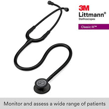 Load image into Gallery viewer, 3M Littmann Classic III Monitoring Stethoscope, Black Edition Chestpiece, Black Tube, 27 inch, 5803
