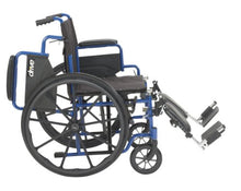 Load image into Gallery viewer, Drive Medical Blue Streak Wheelchair with Flip Back Desk Arms, Elevating Leg Rests, 18 Inch Seat
