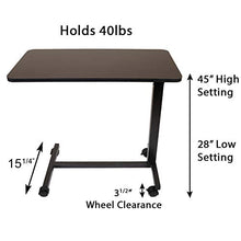 Load image into Gallery viewer, Roscoe Medical Bed Tray Overbed Table with Wheels - Rolling Tray Table for Bed or Chair - Bed Side Table for Laptop, Eating, Brown

