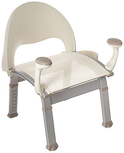 Moen DN7100 Home Care Premium Adjustable Bath Safety Shower Chair with Back and Arm Rests, Glacier