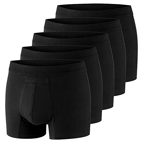 PROTECHDRY Washable Urinary Incontinence Cotton Boxer Brief Underwear for Men with Front Absorbent Area, Black Large - 5 Pack (Buy 4 GET 1 Free)