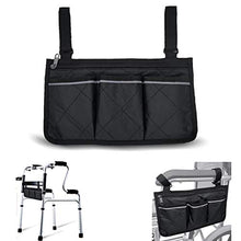 Load image into Gallery viewer, Wheelchair Armrest Accessories, Side Bags to Hang on Side with Bright Line Waterproof Black Walker Storage Pouches Fathers Mothers Day Gifts for Home/Outdoor/Baby Cart (Black Side)
