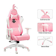 Load image into Gallery viewer, AutoFull Pink Gaming Chair PU Leather High Back Ergonomic Racing Office Desk Computer Chairs with Lumbar Support, Rabbit Ears
