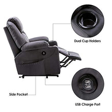 Load image into Gallery viewer, Mcombo Large Power Lift Recliner Chair with Massage and Heat for Elderly Big and Tall People, 3 Positions, 2 Side Pockets and Cup Holders, USB Ports, Faux Leather 7517 (Large, Black)
