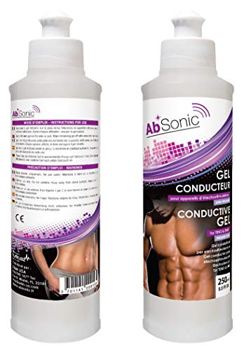 Absonic - Conductive Gel for Electrodes, Abs Stimulators, TENS, EMS, NuFace & Cavitation & Ultrasonic Slimming Devices - 2 x 250 ml (2 x 8.5 oz) - Paraben-Free