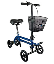 Load image into Gallery viewer, KneeRover Evolution Steerable Seated Scooter Mobility Knee Walker Crutches Alternative in Blue
