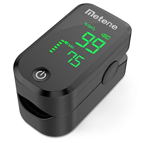 Metene Pulse Oximeter Fingertip, Blood Oxygen Saturation Monitor with Accurate Fast Spo2 Reading Oxygen Meter, Oxygen Monitor with Lanyard and Batteries (Black)