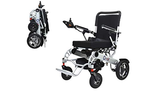 New Cromex Lightweight Foldable Electric Wheelchair – 2021 Heavy-Duty Electric Wheelchair with Long Range Battery – Power Wheelchair for Adults - Aviation Travel All Terrain Wheelchair (Black)
