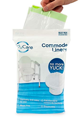TidyCare Commode Liners for Bedside Portable Toilet Chair Bucket | Value Pack of 48 Disposable Waste Bags for Adults | Universal Fit