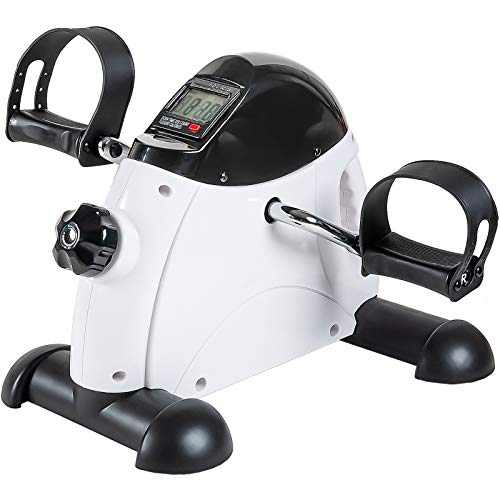 GOREDI Pedal Exerciser Stationary Under Desk Mini Exercise Bike - Peddler Exerciser with LCD Display, Foot Pedal Exerciser for Seniors,Arm/Leg Exercise (White)