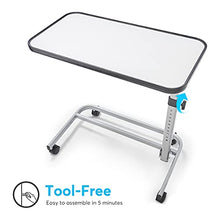 Load image into Gallery viewer, OasisSpace Overbed Table (XL) - Hospital Bed Table - Swivel Wheel Rolling Tray - Adjustable Over Bedside Home Desk - Laptop, Reading - Bedridden, Elderly, Senior Patient Aid
