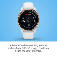 Load image into Gallery viewer, Garmin Venu 2S, Smaller-Sized GPS Smartwatch with Advanced Health Monitoring and Fitness Features, Rose Gold Bezel with White Case and Silicone Band
