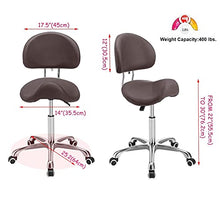 Load image into Gallery viewer, Kaleurrier Saddle Stool Rolling Swivel Height Adjustable with Wheels,Heavy Duty Anti-Fatigue Stool,Ergonomic Stool Chair for Dentist,Salon,Massage,Office and Home Kitchen (Coffee,with Backrest)
