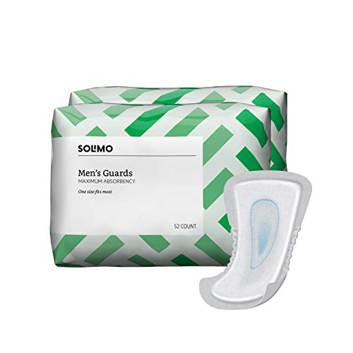 Amazon Brand - Solimo Incontinence Guards for Men, Maximum Absorbency, 104 Count, 2 Packs of 52