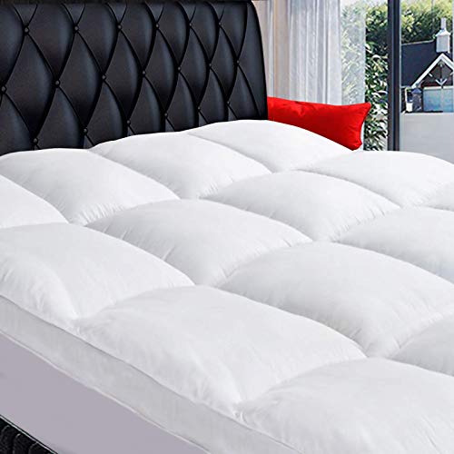 King Mattress Topper, Extra Thick Pillowtop, Cooling Mattress Topper, Plush Mattress Pad Cover 400TC Cotton Top Protector with 8-21 Inch Deep Pocket 3D Snow Down Alternative Fill
