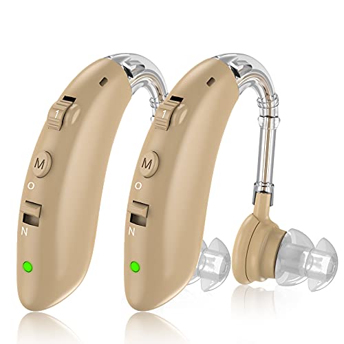 Hearing Aids, HaYiue Hearing Aid for Seniors Rechargeable with Noise Cancelling Hearing Amplifier with AI DSP Chip for Adults Hearing Loss Bet Digital Ear Hearing Assist Devices with Volume Control