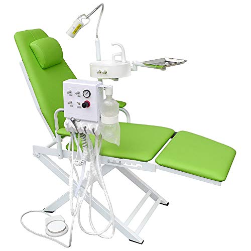NSKI Portable Folding Chair Mobile Unit+5W LED Surgical Light Lamp+Waste Basin+Water System Supply (4H,Color Random)