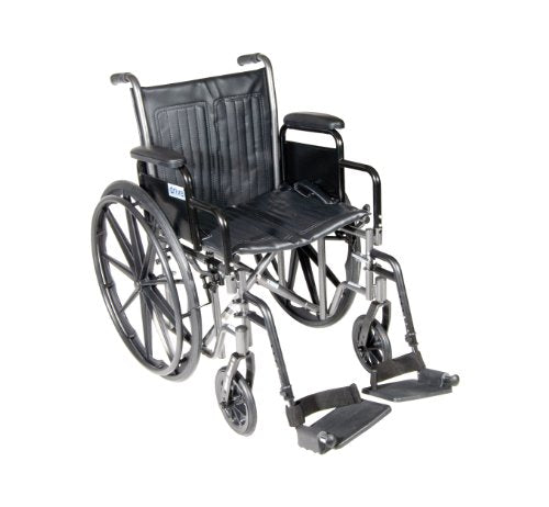 Drive Medical Silver Sport 2 Wheelchair with Various Arms Styles and Front Rigging Options, Black, 18 Inch