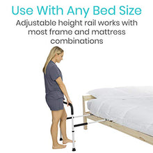Load image into Gallery viewer, Vive Bed Assist Rail - Adult Bedside Standing Bar for Seniors, Elderly, Handicap, Kid - Fit King, Queen, Full, Twin - Adjustable Fall Prevention Safety Handle Guard - Long Hand Bedrail Grab Bar Cane
