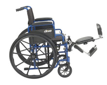 Load image into Gallery viewer, Drive Medical Blue Streak Wheelchair with Flip Back Desk Arms, Elevating Leg Rests, 18 Inch Seat
