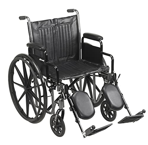 Drive Medical Silver Sport 2 Wheelchair with Various Arms Styles and Front Rigging Options, Black, 20 Inch