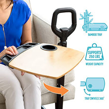 Load image into Gallery viewer, Able Life Able Tray Table, Adjustable Bamboo Swivel TV and Laptop Table with Ergonomic Stand Assist Safety Handle, Independent Living Aid

