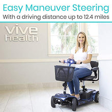 Load image into Gallery viewer, Vive 4 Wheel Mobility Scooter - Electric Powered Wheelchair Device - Compact Heavy Duty Mobile for Travel, Adults, Elderly - Long Range Power Extended Battery with Charger and Basket Included
