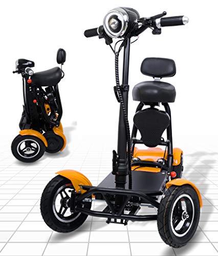 Foldable Mobility Scooter for Adults and Seniors, Lightweight & Long Range Four Wheel Mobility Scooters (Gold)