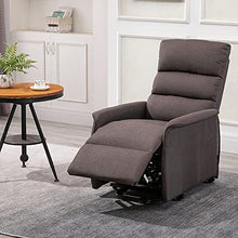 Load image into Gallery viewer, HOMCOM Power Lift Assist Recliner Chair for Elderly with Remote Control, Linen Fabric Upholstery, Brown

