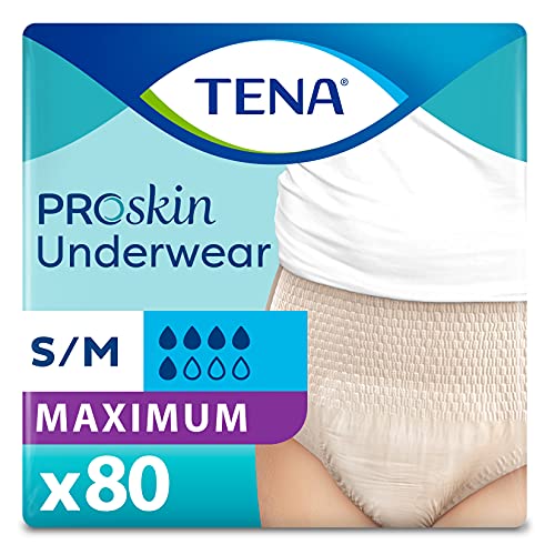 Tena ProSkin Incontinence/Bladder Control Underwear for Women, Maximum Absorbency, S/M, 80 ct