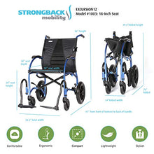 Load image into Gallery viewer, Strongback Mobility Excursion Lightweight Foldable Transport Chair, Built-in Adjustable Lumbar Support, Promotes a Healthy Spine, Excursion 12, 18&quot; Seat (12&quot; Rear Wheels)
