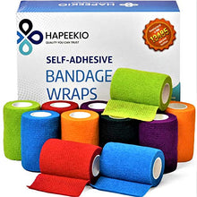 Load image into Gallery viewer, Self Adhesive Cohesive Bandage - Medical Tape - Vet Wrap - 12 Pack / 3 Inch x 5 Feet - Elastic, Breathable, Non-Woven - 6 Beautiful Colors - Athletic Tape for Sports, Injuries, Treatments and Recovery
