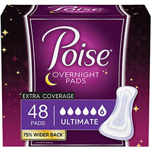 Load image into Gallery viewer, Poise Overnight Incontinence Pads for Women, Ultimate Absorbency, 48 Count (2 packs of 24) (Packaging May Vary)
