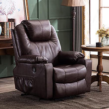 Load image into Gallery viewer, Mcombo Electric Power Lift Recliner Chair Sofa with Massage and Heat for Elderly, 3 Positions, 2 Side Pockets and Cup Holders, USB Ports, Faux Leather 7040 (Medium, Dark Brown)
