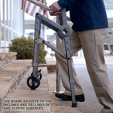 Load image into Gallery viewer, Roami Progressive Mobility Aid Walker with 2 Wheels, Rollator, Self-Adjusting Stair Assist, Go Up &amp; Down Stairs, Ramps, &amp; Steps, Mobility Aid for Adults or Seniors, Folding &amp; Adjustable, Red
