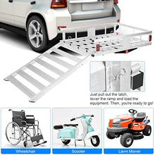 Load image into Gallery viewer, Goplus Aluminum Cargo Carrier, 50&quot;x29.5&quot; Hitch Mounted Wheelchair Scooter Mobility Carrier Medical Lift Rack Ramp, 500 lbs Weight Capacity
