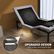Load image into Gallery viewer, ZUAGCO Adjustable Bed Frame Split King Ergonomic Electric Bed Base Wireless Remote Dual Massages Head &amp; Foot Incline Under-Bed Nightlights USB Ports &amp; Side Pockets Adjustable Legs Easy Assembly
