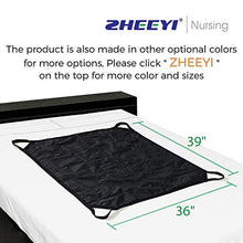Load image into Gallery viewer, ZHEEYI Multipurpose 39&quot; x 36&quot; Positioning Bed Pad with Reinforced Handles - Reusable &amp; Washable Patient Sheet for Turning, Lifting &amp; Repositioning - Double-Sided Nylon Fabric, Black
