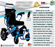 Load image into Gallery viewer, 7 Colors 2021 (XL) EAONE No.1D9X,Best Rated Exclusive Folding Lightweight Motorized Electric Wheelchair, Dual 500W Motors, Heavy-Duty, Portable Electric Wheelchair (21.5&#39;&#39; Seat Width)
