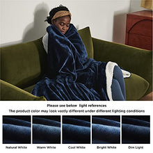 Load image into Gallery viewer, Bedsure Sherpa Fleece Blankets Twin Size - Navy Blue Thick Fuzzy Warm Soft Twin Blanket for Bed, 60x80 Inches
