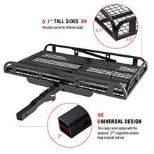 Load image into Gallery viewer, AA Products Hitch Mount Steel Cargo Carrier Basket with 49&#39;&#39; Folding Wheelchair Ramp, Fits 2&#39;&#39; Trailer Mounted Hitches
