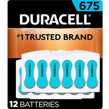 Load image into Gallery viewer, Duracell Hearing Aid Batteries Size 675 Blue long lasting battery with EasyTab for ease installation, 12 Count
