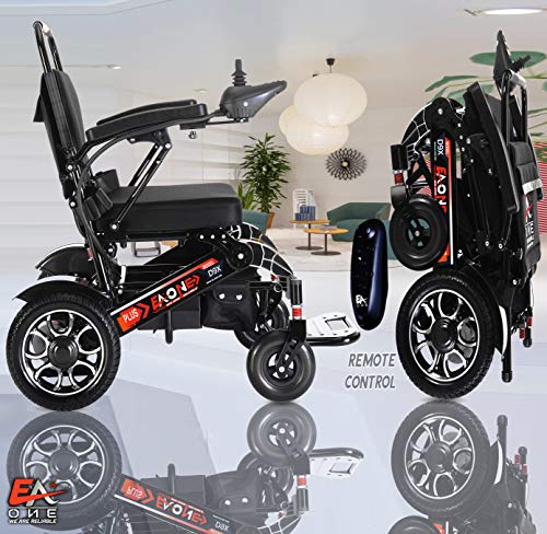 5 Colors ONE Click Automatic Folding Lightweight Best Exclusive Motorized Electric Wheelchair Scooter, Airplane Travel Safe, Heavy-Duty Power Electric Wheelchair (21.5'' seat Width) (Black Automatic)