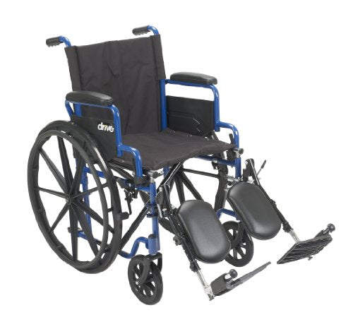 Drive Medical Blue Streak Wheelchair with Flip Back Desk Arms, Elevating Leg Rests, 18 Inch Seat