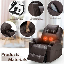 Load image into Gallery viewer, Esright Electric Power Lift Chair Recliner Sofa for Elderly with Vibration Massage and Lumbar Heat, 3 Positions, 2 Side Pockets and Cup Holders, USB Ports, Easy-to-Reach Side Button
