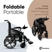 Load image into Gallery viewer, Ephesus X3 | Folding Electric Wheelchair | Portable, Heavy Duty, Long Range, Lightweight | Motorized Wheelchairs for Adults and Seniors (Black on Black Frame)
