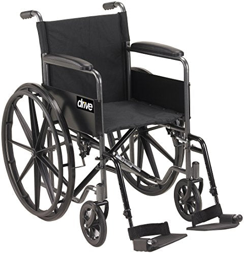 Drive Medical SSP118FA-SF Silver Sport 1 Wheelchair with Full Arms and Swing away Removable Footrest, Black